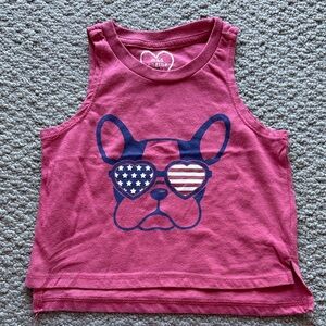 MAD Engine Pink Tank Top with Patriotic Dog Graphic